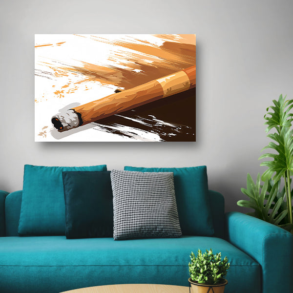 Abstracte sigaar met dynamische penseelstreken   poster