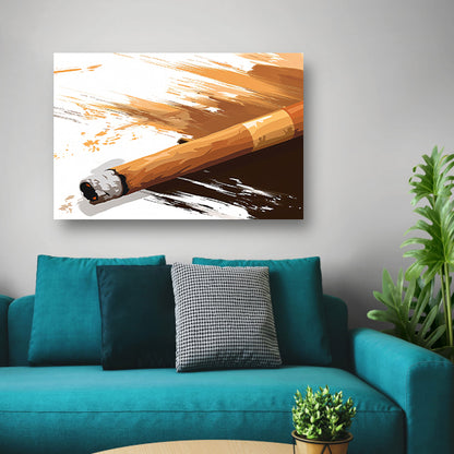 Abstracte sigaar met dynamische penseelstreken   poster