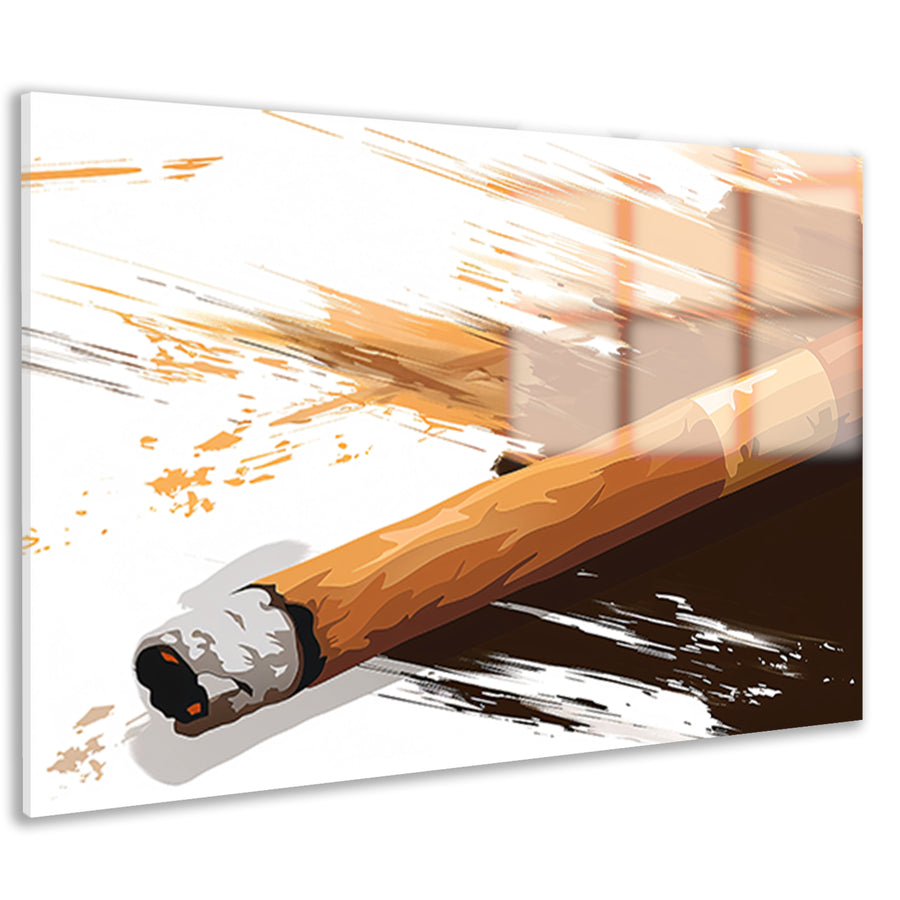 Abstracte sigaar met dynamische penseelstreken   acrylglas