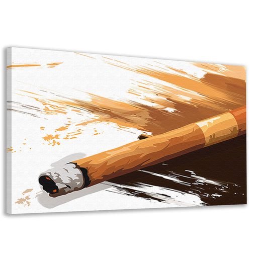Abstracte sigaar met dynamische penseelstreken  canvas