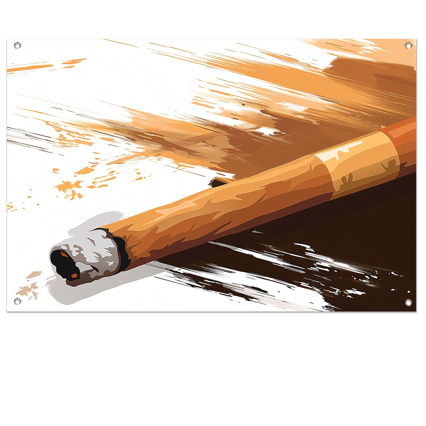 Abstracte sigaar met dynamische penseelstreken   tuinposter