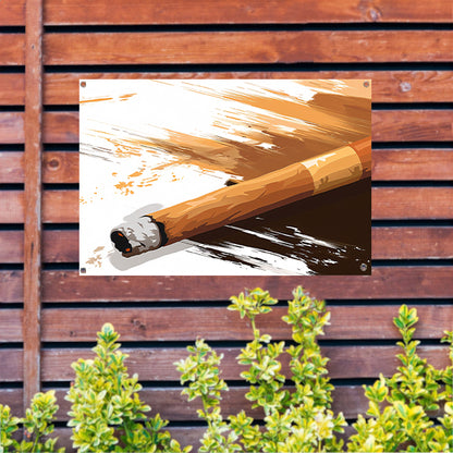 Abstracte sigaar met dynamische penseelstreken   tuinposter