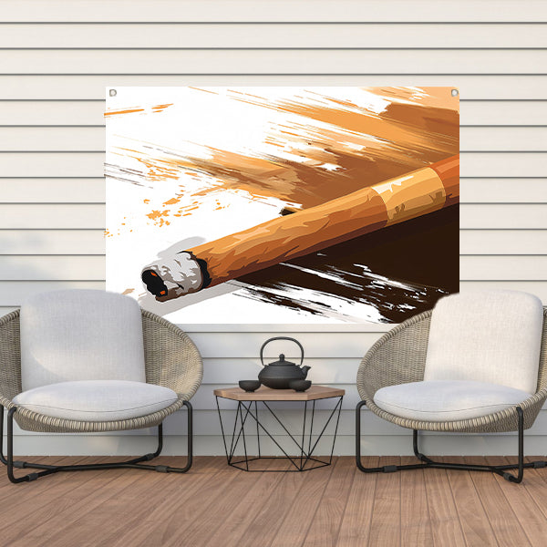 Abstracte sigaar met dynamische penseelstreken   tuinposter