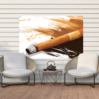 Abstracte sigaar met dynamische penseelstreken   tuinposter