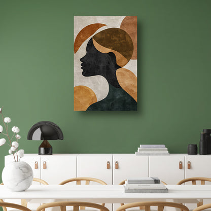 Abstracte silhouet in gouden en aardetinten poster