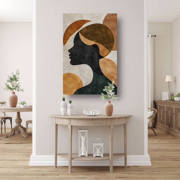 Abstracte silhouet in gouden en aardetinten poster