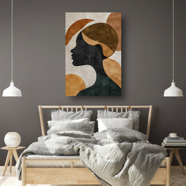 Abstracte silhouet in gouden en aardetinten poster