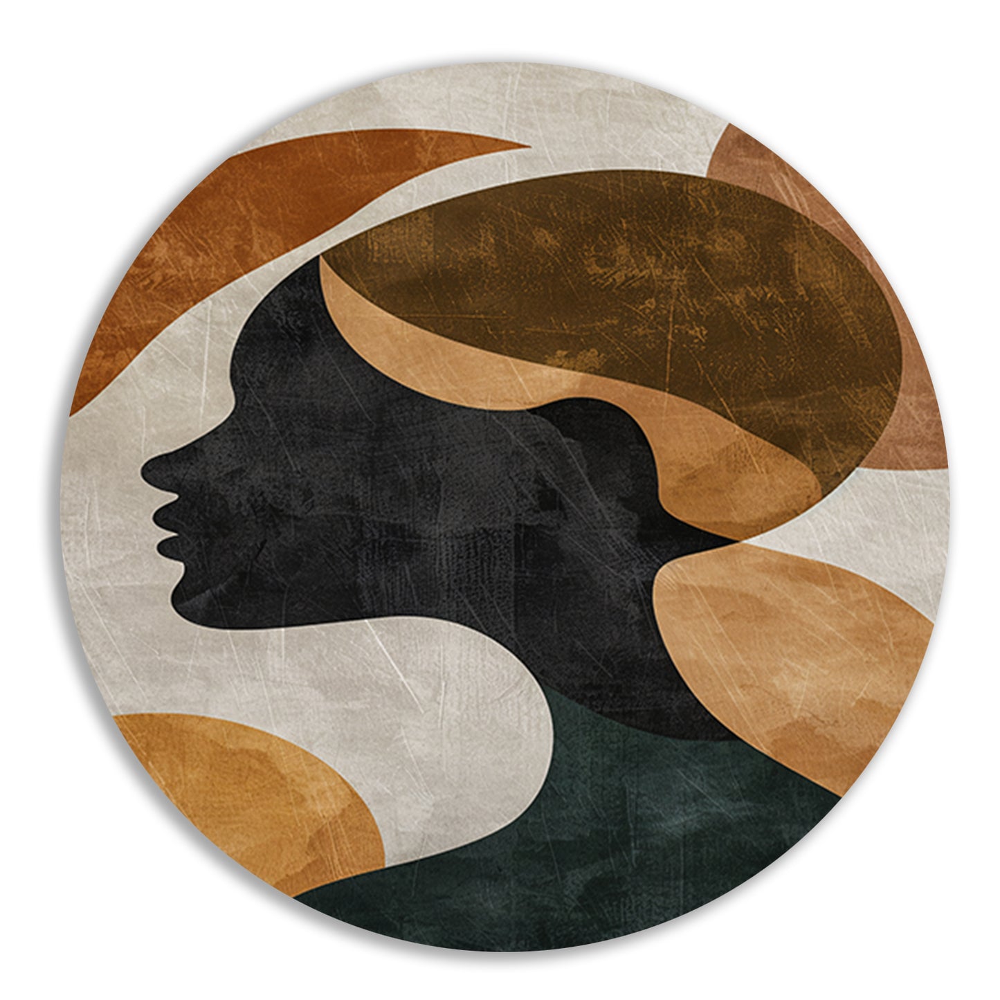 Abstracte silhouet in gouden en aardetinten forex muurcirkel
