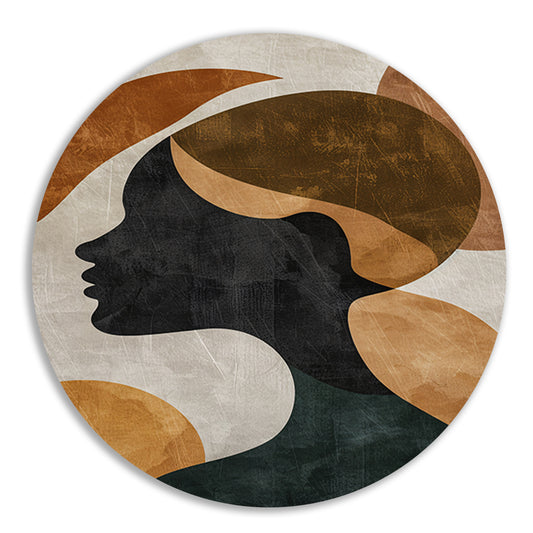 Abstracte silhouet in gouden en aardetinten forex muurcirkel
