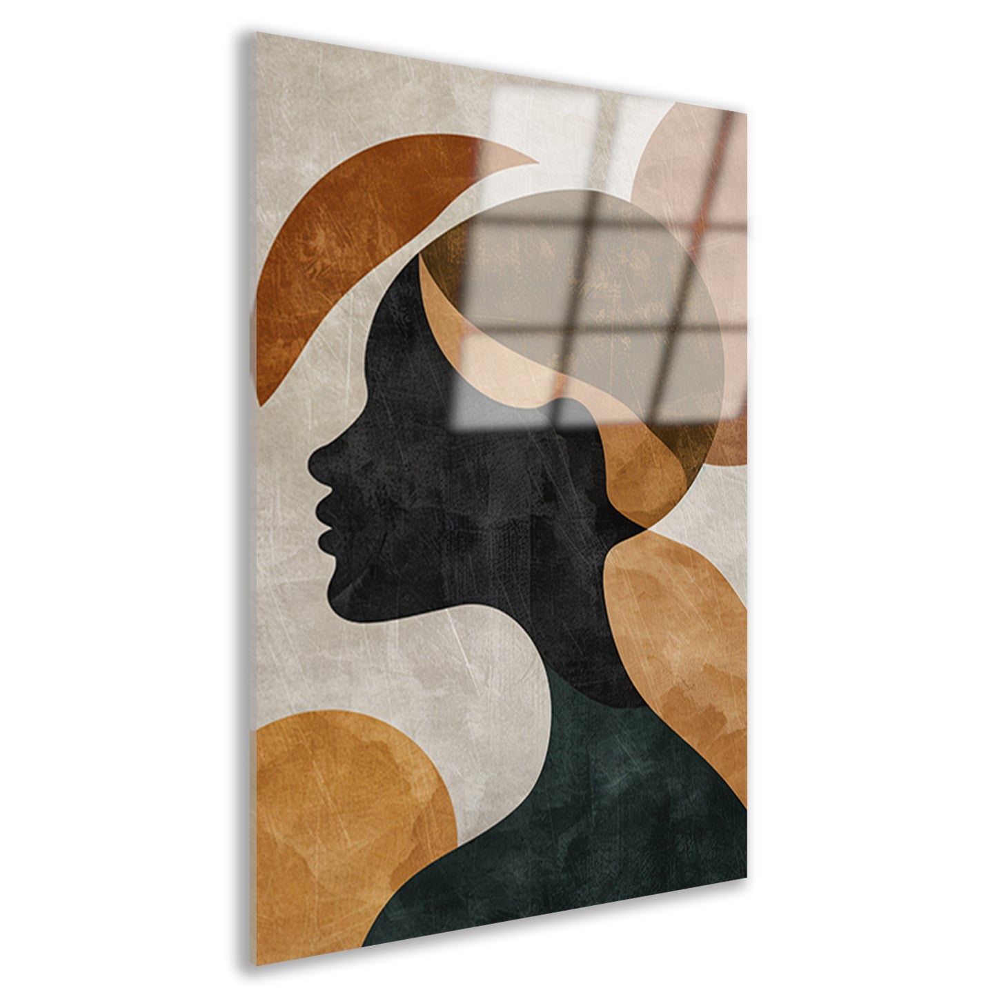 Abstracte silhouet in gouden en aardetinten acrylglas