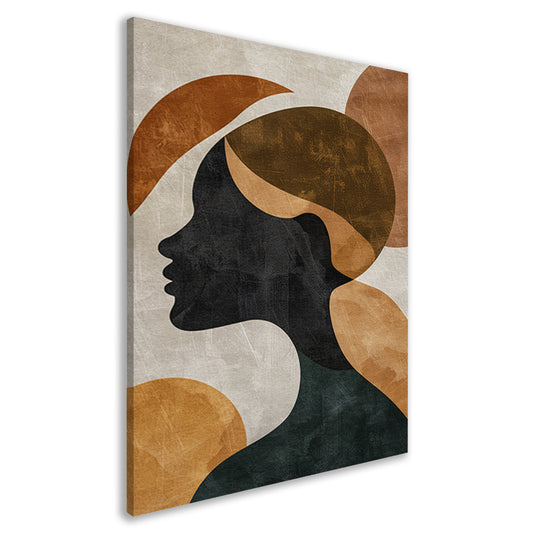 Abstracte silhouet in gouden en aardetinten canvas