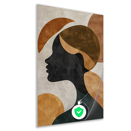 Abstracte silhouet in gouden en aardetinten poster