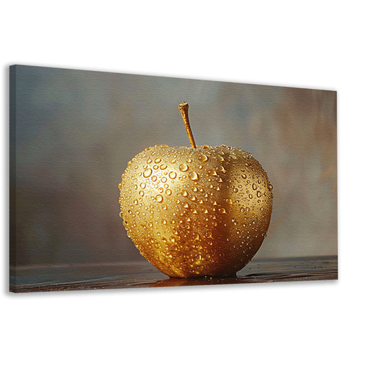 Gouden Appel met Druppels op Warme Achtergrond canvas