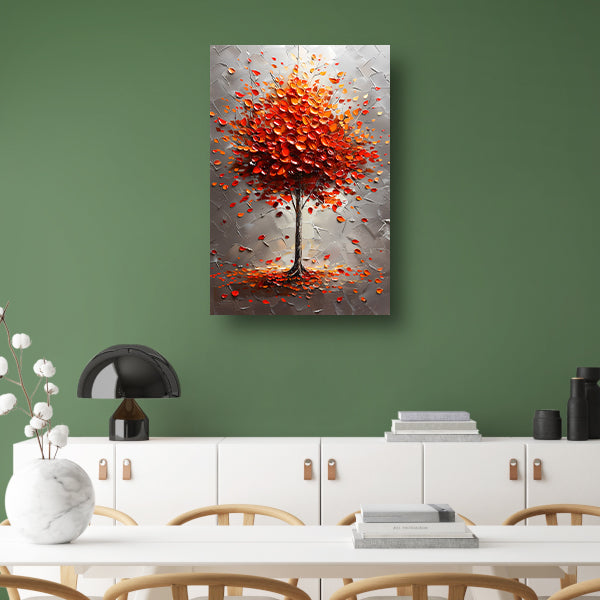 Abstract herfstboom in vurige kleuren poster
