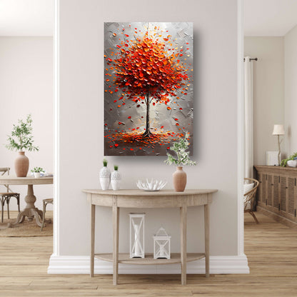 Abstract herfstboom in vurige kleuren poster