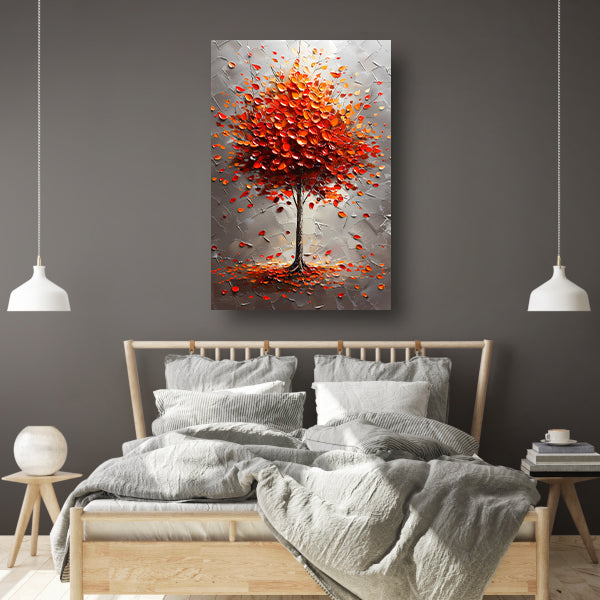 Abstract herfstboom in vurige kleuren poster