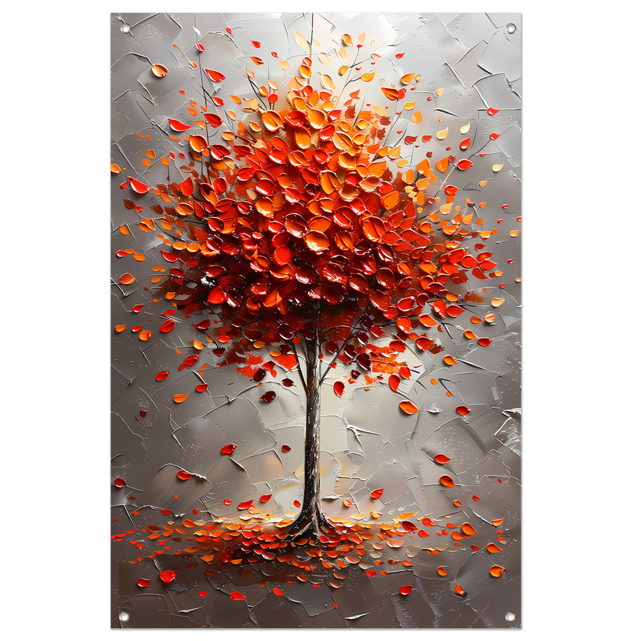 Abstract herfstboom in vurige kleuren tuinposter