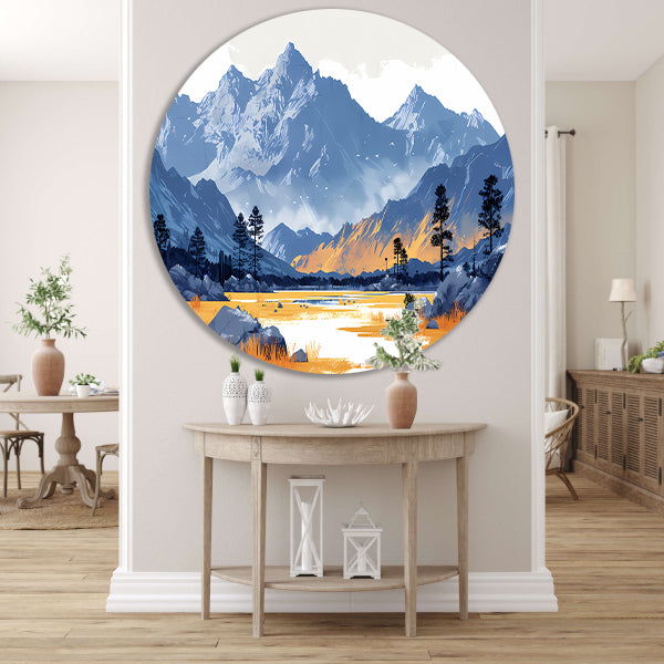 Zonsondergang bij Bergmeer in Blauwtonen forex muurcirkel