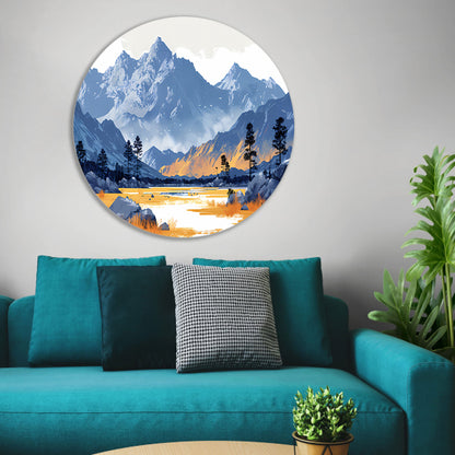 Zonsondergang bij Bergmeer in Blauwtonen forex muurcirkel