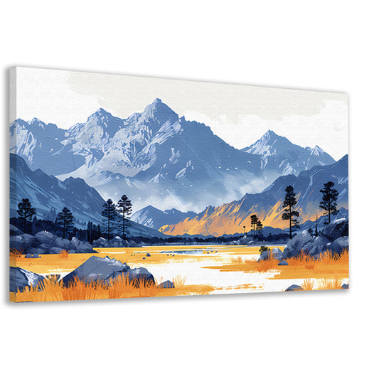 Zonsondergang bij Bergmeer in Blauwtonen canvas