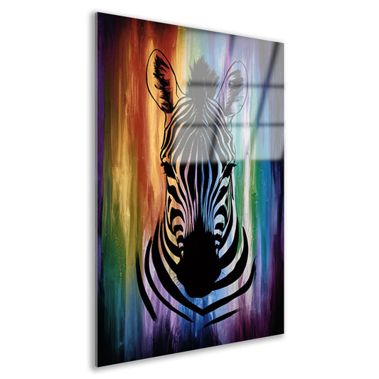 Zebra silhouet met kleurrijke regenboog achtergrond acrylglas