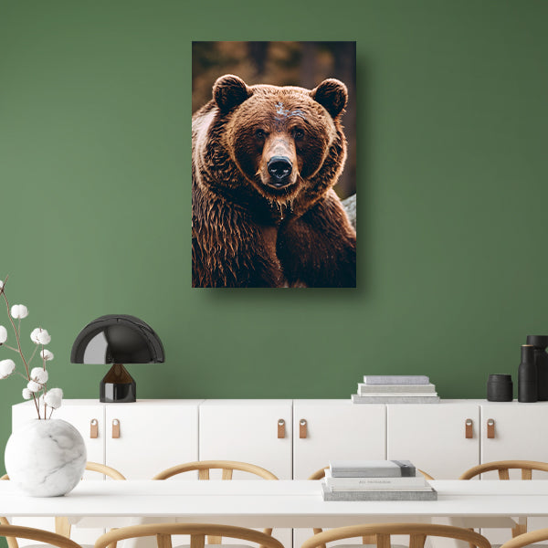 Close-up portret van een bruine beer canvas met baklijst