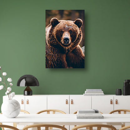 Close-up portret van een bruine beer canvas met baklijst