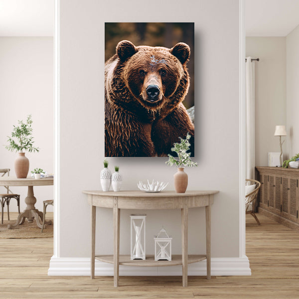 Close-up portret van een bruine beer canvas met baklijst