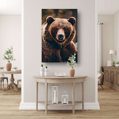 Close-up portret van een bruine beer canvas met baklijst