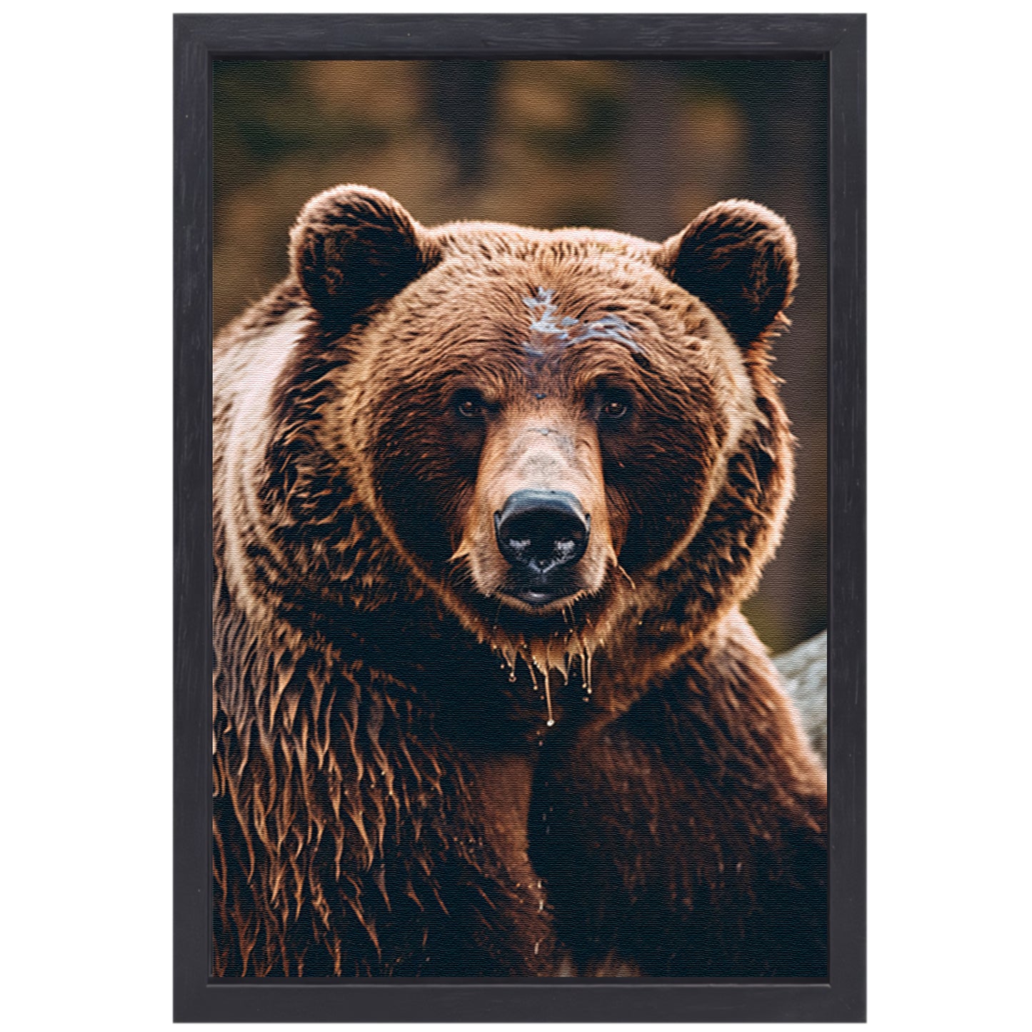 Close-up portret van een bruine beer canvas met baklijst