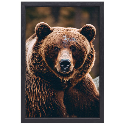 Close-up portret van een bruine beer canvas met baklijst