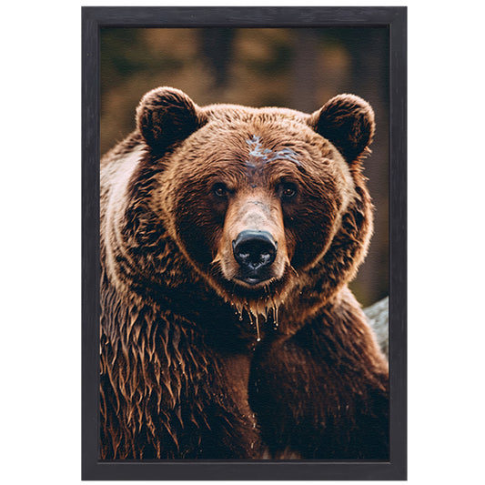 Close-up portret van een bruine beer canvas met baklijst