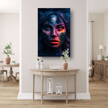 Surrealistisch portret met boslandschap canvas