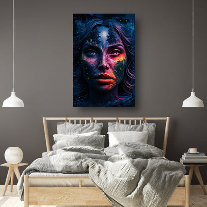 Surrealistisch portret met boslandschap canvas met baklijst