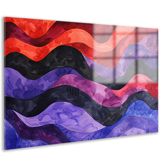 Abstracte golvende lijnen in levendige kleuren acrylglas