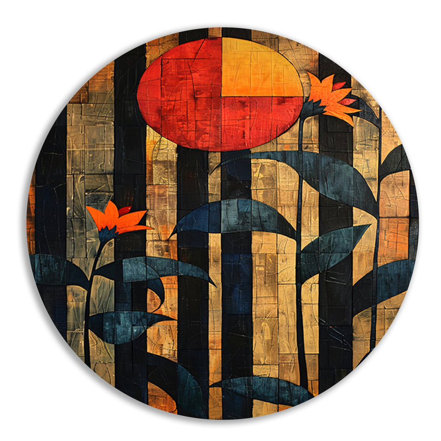Abstract Bloemen in Geometrische Harmonie forex muurcirkel