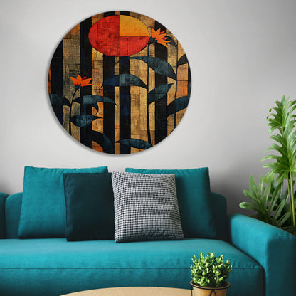 Abstract Bloemen in Geometrische Harmonie forex muurcirkel
