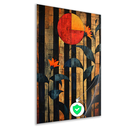 Abstract Bloemen in Geometrische Harmonie poster