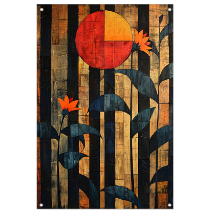 Abstract Bloemen in Geometrische Harmonie tuinposter