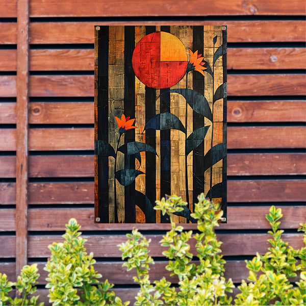 Abstract Bloemen in Geometrische Harmonie tuinposter