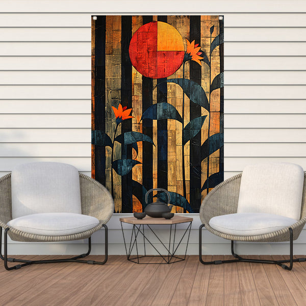 Abstract Bloemen in Geometrische Harmonie tuinposter