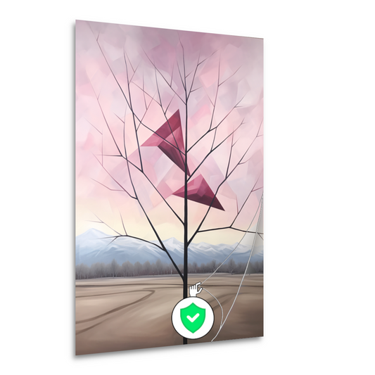 Minimalistische boom met bergen poster