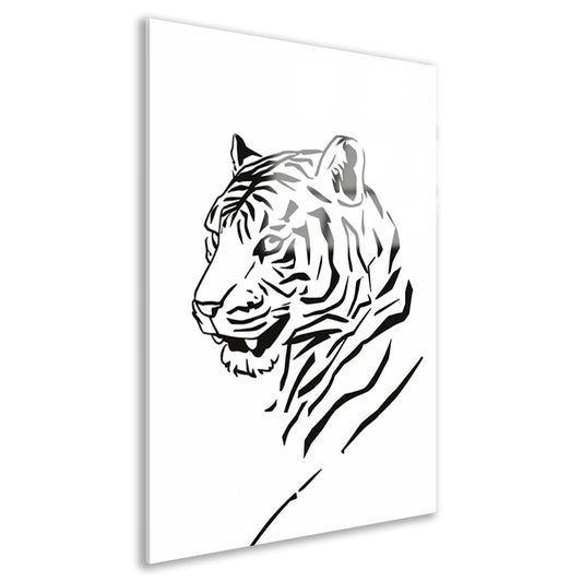 Minimalistische Zwarte Tijger Lijnenkunst acrylglas