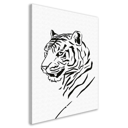 Minimalistische Zwarte Tijger Lijnenkunst canvas