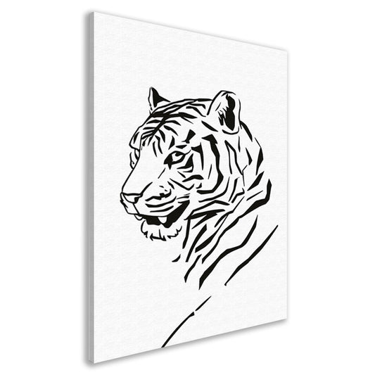 Minimalistische Zwarte Tijger Lijnenkunst canvas
