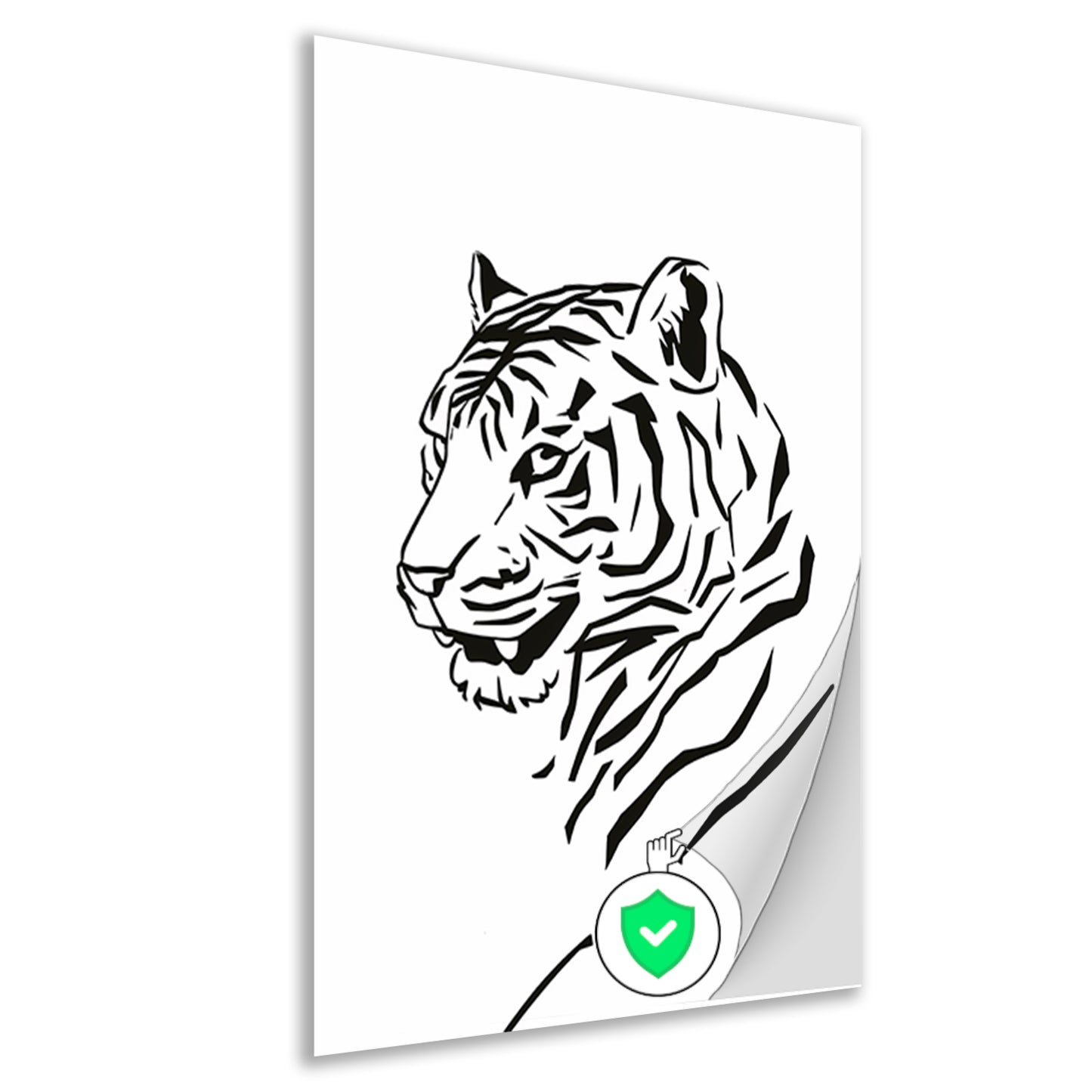 Minimalistische Zwarte Tijger Lijnenkunst poster