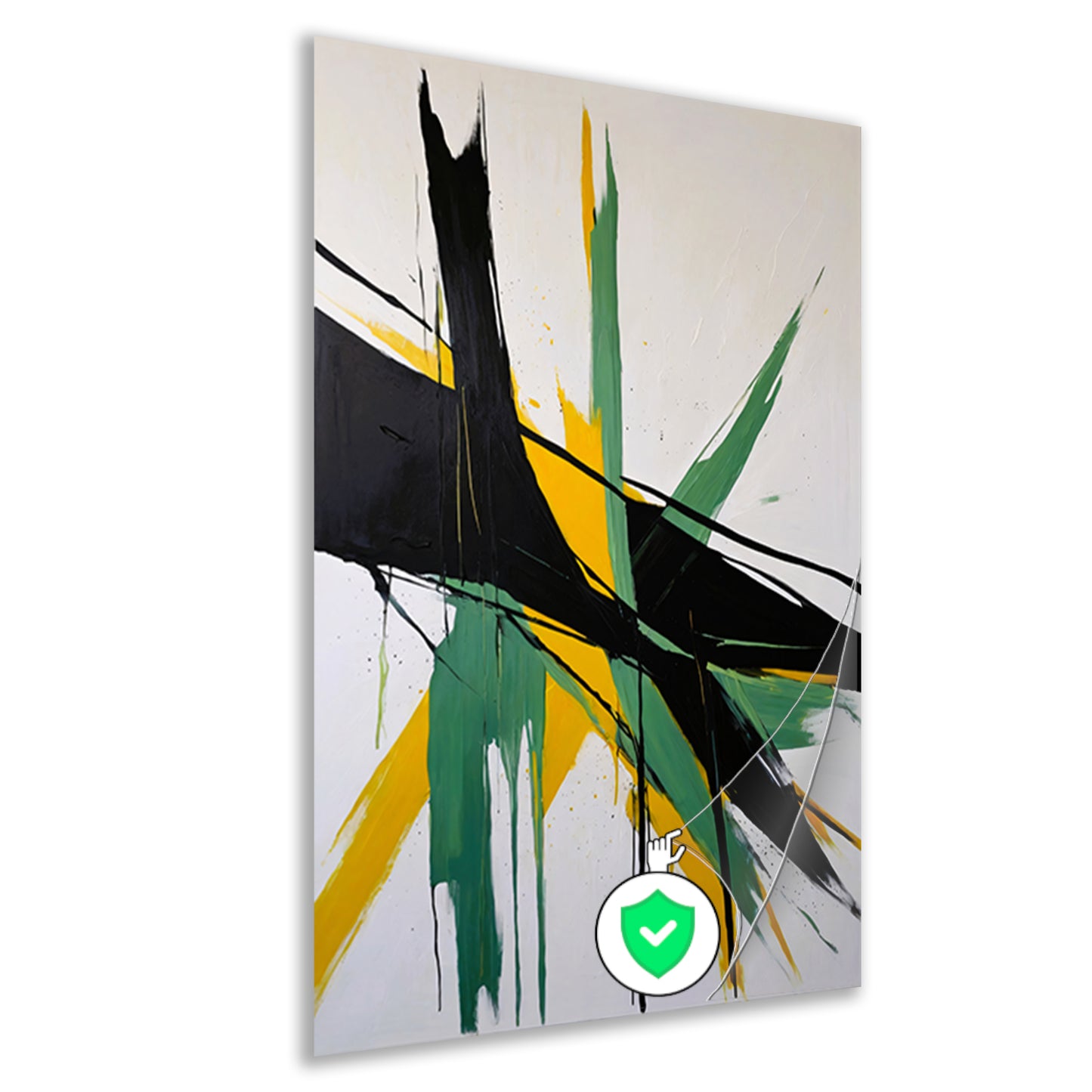 Abstracte dynamiek in zwart, wit en geel poster