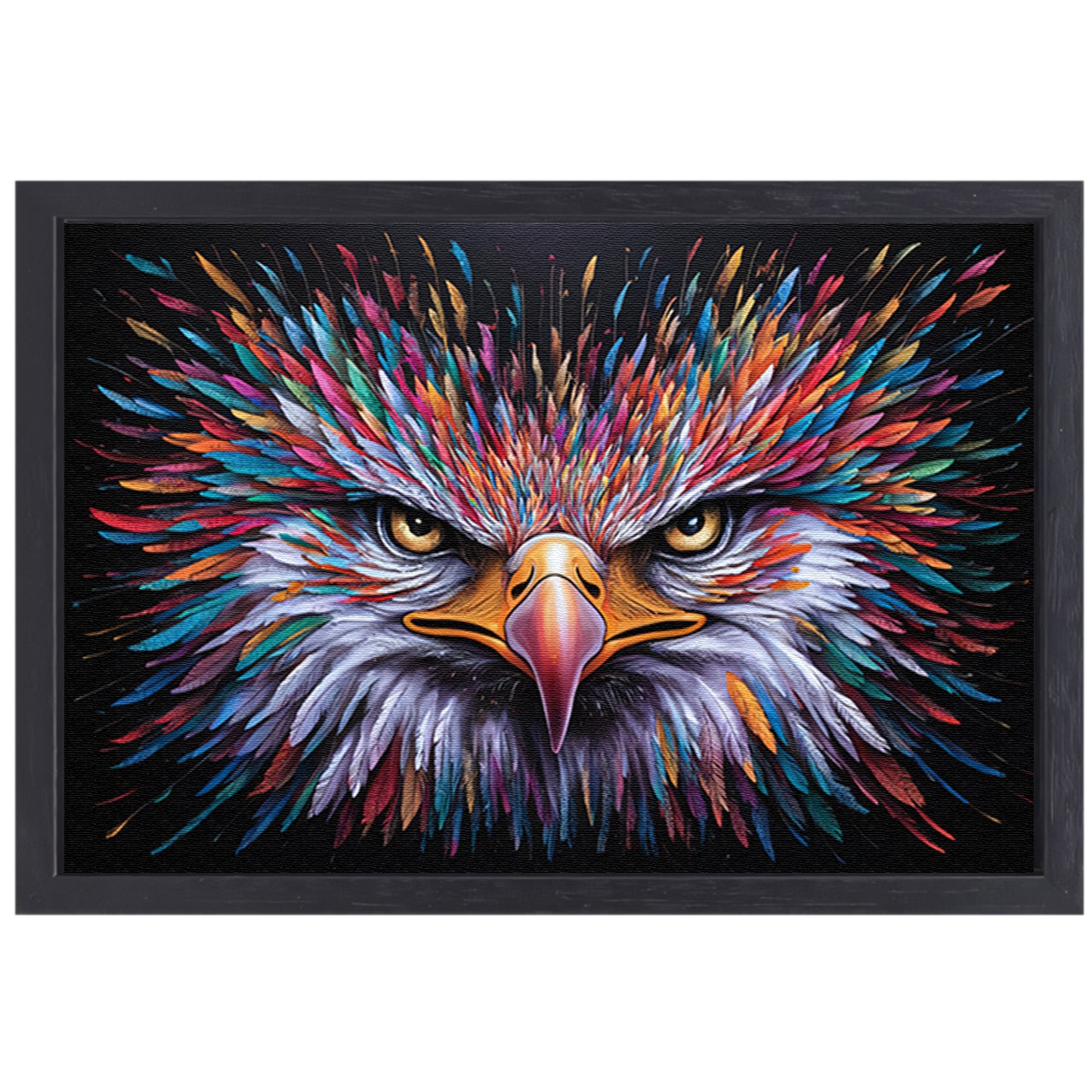 Kleurrijke psychedelische adelaar print voor inrichting canvas met baklijst
