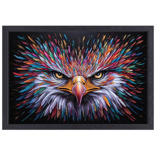 Kleurrijke psychedelische adelaar print voor inrichting canvas met baklijst