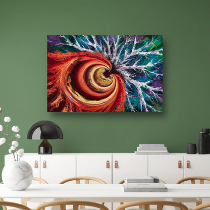 Abstracte kleurrijke spiraal met dynamiek poster